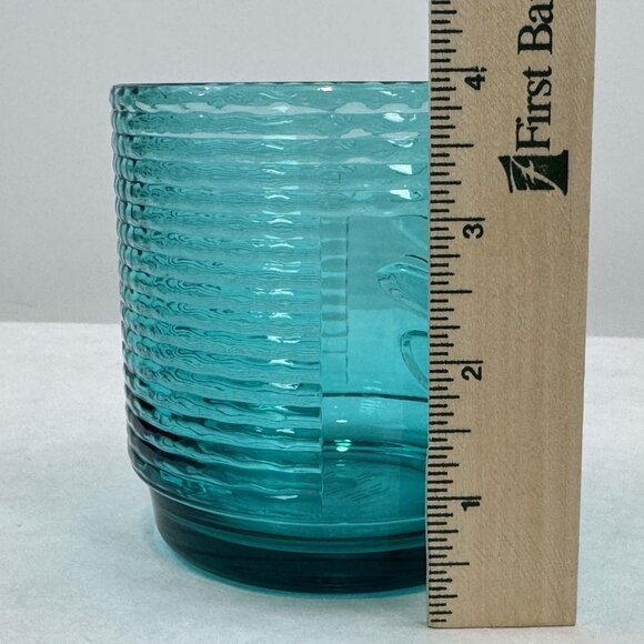 Set Of 4 Tiki Face Teal Blue Plastic Tumblers Ribbed Dishwasher Safe 16 oz - Picture 9 of 10